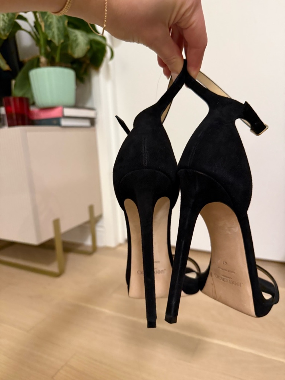 Jimmy Choo Black Suede Ankle-Strap Stiletto Sandals - Picture 4 of 7